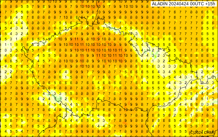 Teplota - předpovědní model Aladin